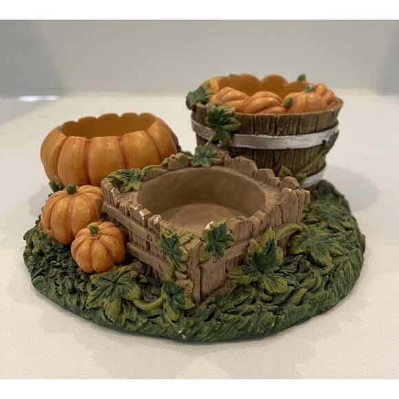 Vintage 3 Tea light Pumpkin Candle Holder. - Picture 3 of 8